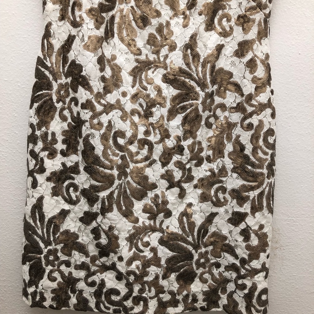 Lauren Ralph Lauren Sequin Sleeveless Evening Dress Women's Size 8 Gold/Cream - Picture 4 of 11